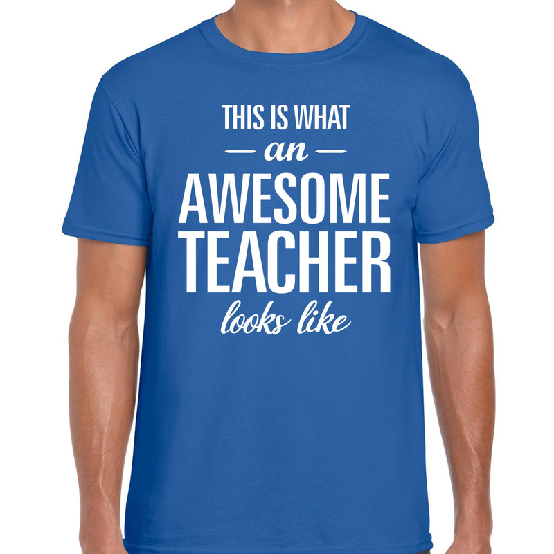Awesome Teacher cadeau meester t-shirt blauw voor heren Top Merken Winkel